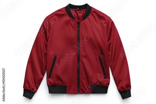 Stylish red bomber jacket mock up isolated on white background for fashion display