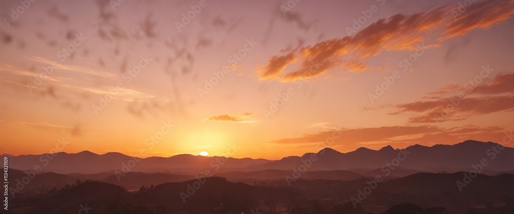 Obraz premium Soft orange sunset background with gentle warm light, sunset background, gentle warm light, pastel shades
