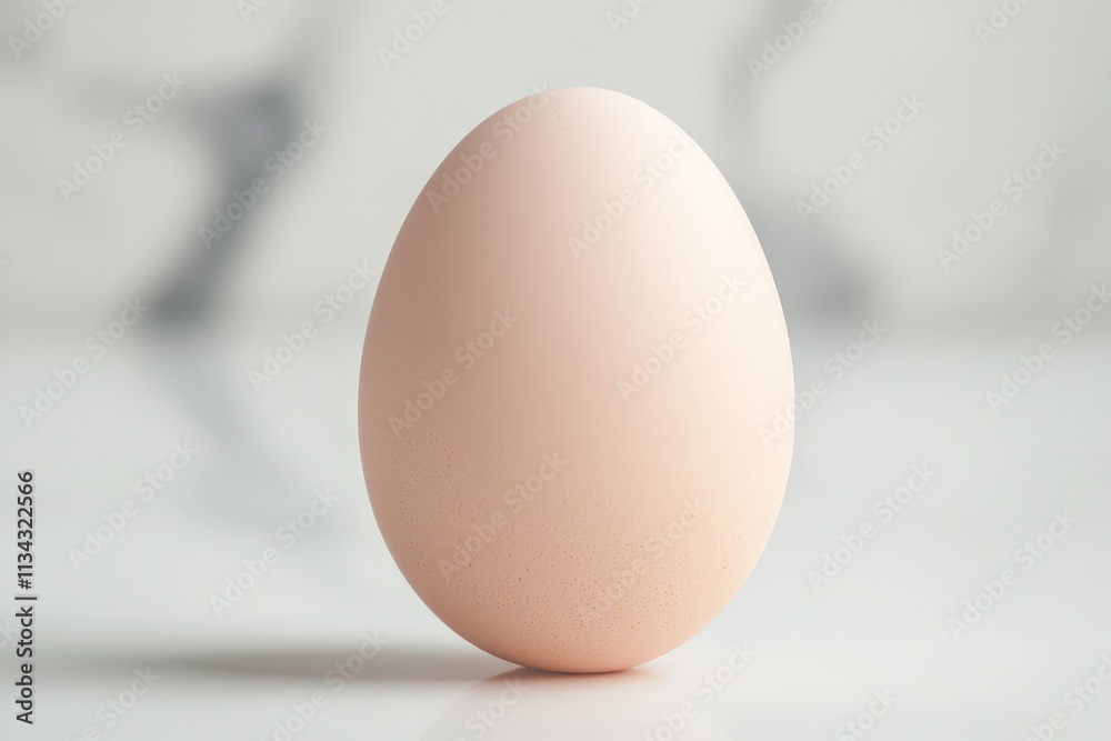 Beautiful clean white egg isolated on a minimalistic white background in bright light Beautiful clean white egg isolated on a minimalistic white background in bright light