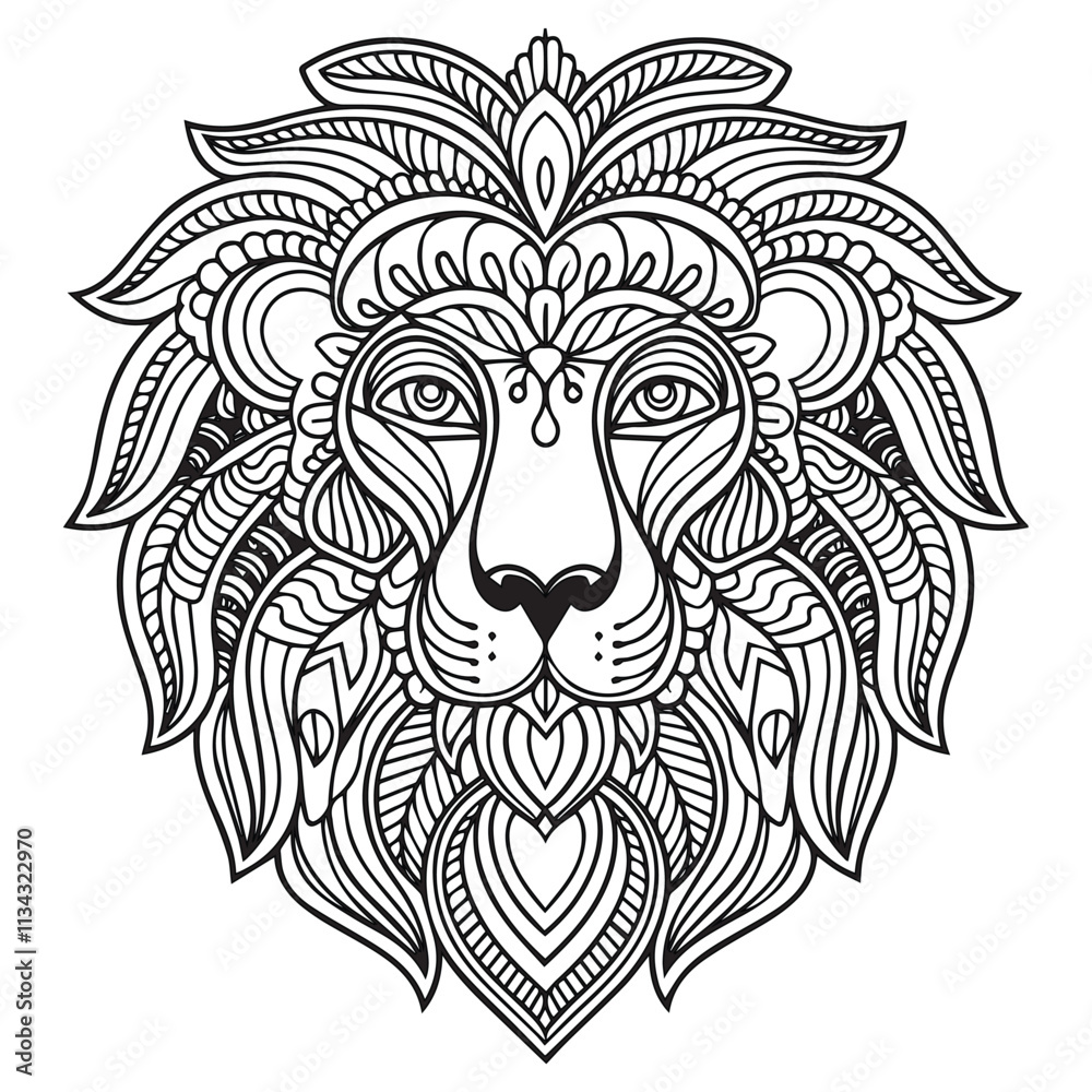 Creative animal head covered by mandala pattern Creative animal head covered by mandala pattern