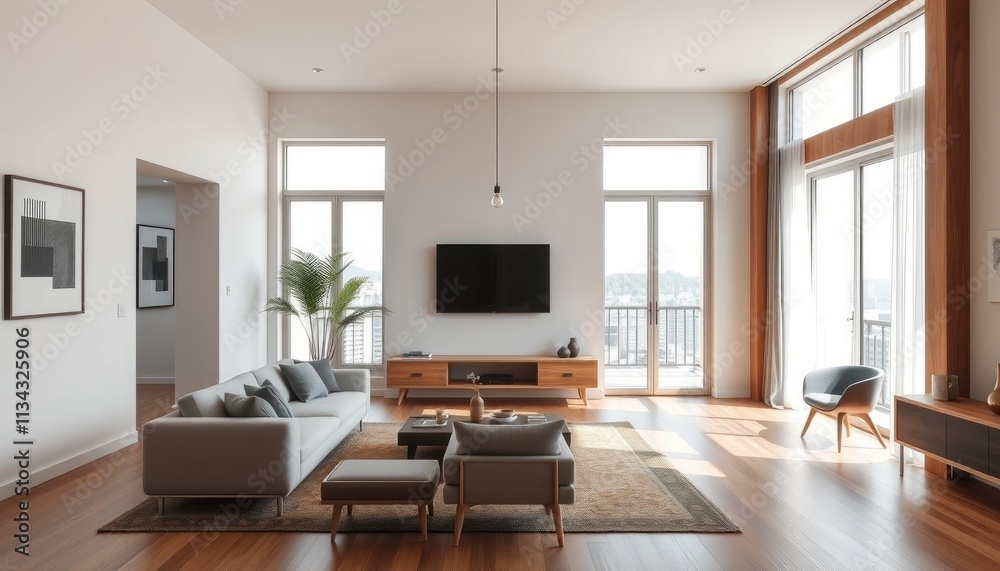 Sunlit Modern Living Space Sunlit Modern Living Space