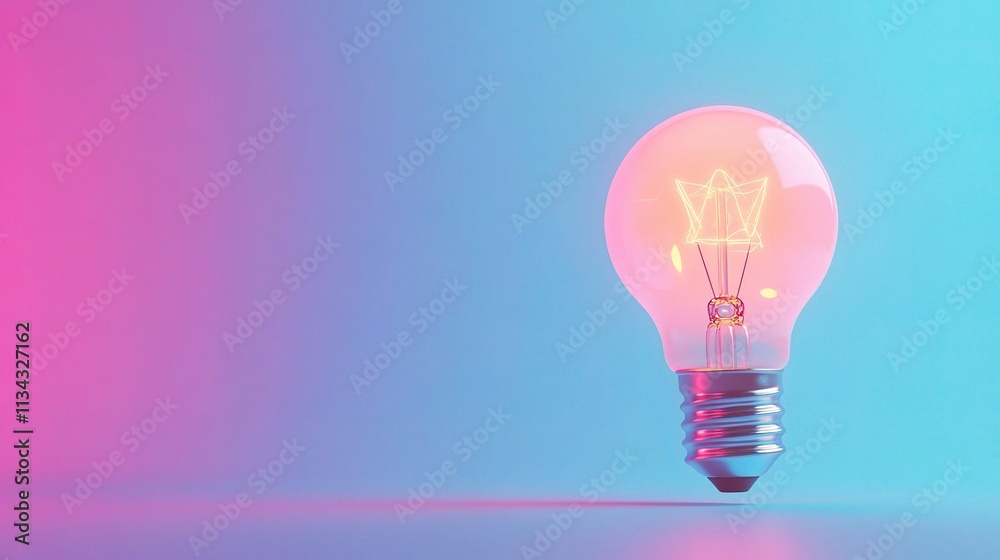 Innovative Glowing Light Bulb Concept on Blue Background Innovative Glowing Light Bulb Concept on Blue Background