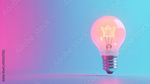 Innovative Glowing Light Bulb Concept on Blue Background