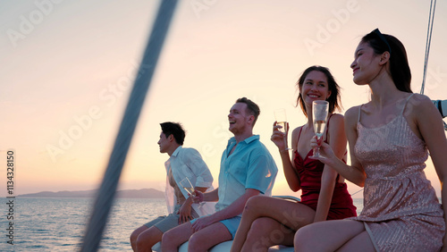 Photography Group of business friends together celebrating and enjoying party with drinking