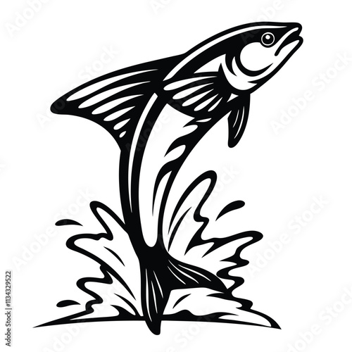 Fish and shellfish silhouettes vector White Background