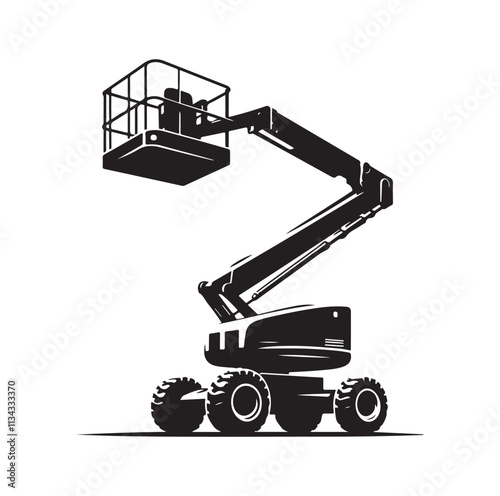 a cherry picker machine silhouette vector illustration