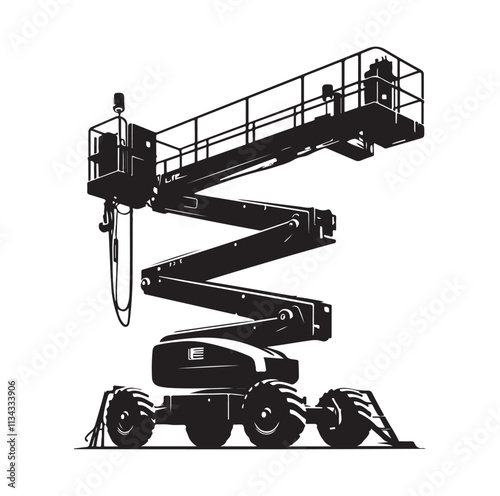 a cherry picker machine silhouette vector illustration