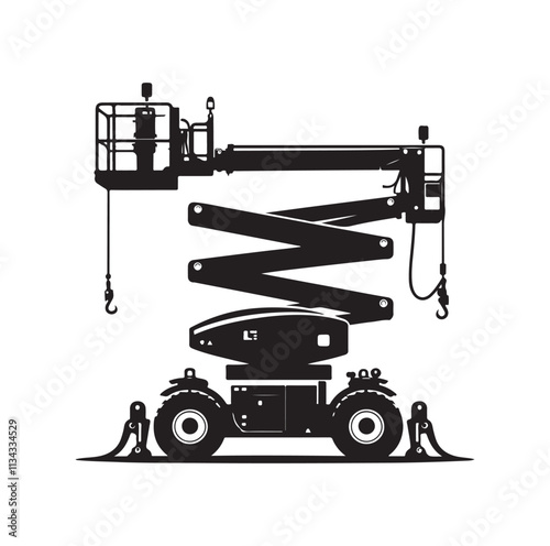 a cherry picker machine silhouette vector illustration