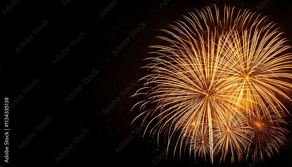 Golden Fireworks on Dark Background: Celebration and Anniversary Display Golden Fireworks on Dark Background: Celebration and Anniversary Display