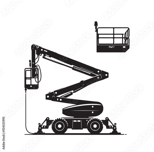 a cherry picker machine silhouette vector illustration
