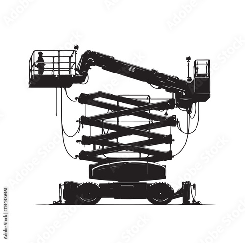 a cherry picker machine silhouette vector illustration