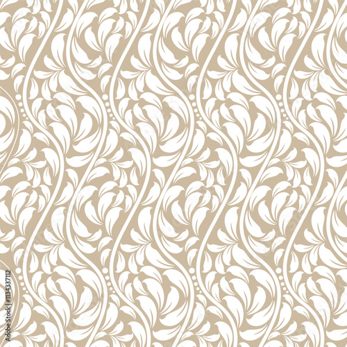 Vector illustration of geometric leaves seamless pattern. Floral organic background.