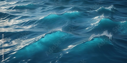 Abstract blue background with wavy water surface, water, turbulent, oscillating