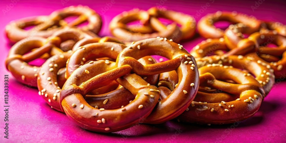 Hot pink pretzel perfection: a German bakery treat, ideal with beer. Hot pink pretzel perfection: a German bakery treat, ideal with beer.