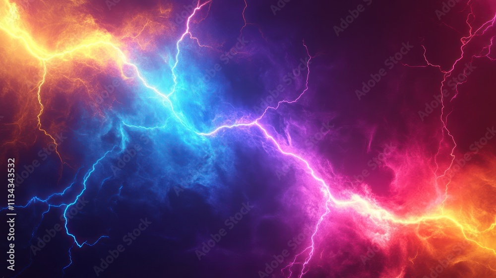 Abstract fiery and icy lightning clashing. Abstract fiery and icy lightning clashing.