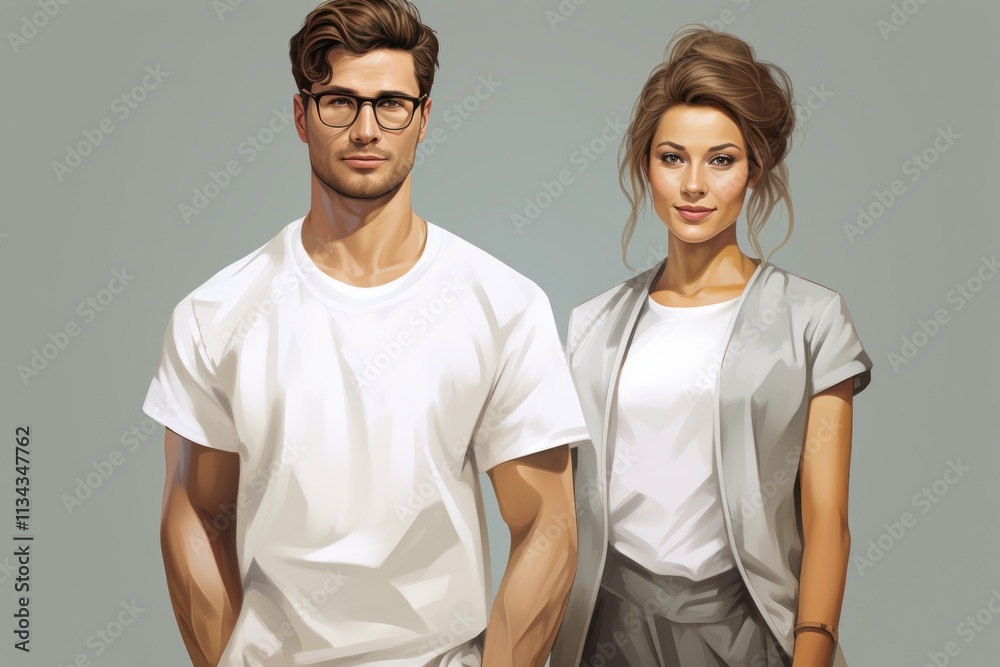 A man and a woman are standing next to each other A man and a woman are standing next to each other