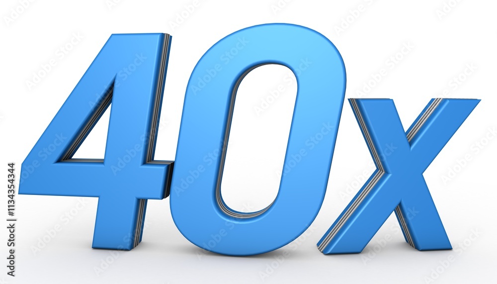 40X 3D illustration isolated with Blue Color on white background. 3D Blue 40X illustration 40X 3D illustration isolated with Blue Color on white background. 3D Blue 40X illustration