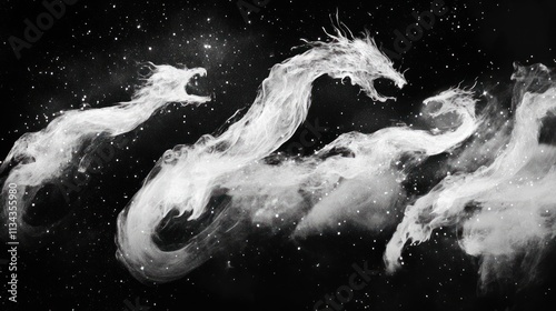 Celestial Dragons: A cosmic dance of ethereal beings photo