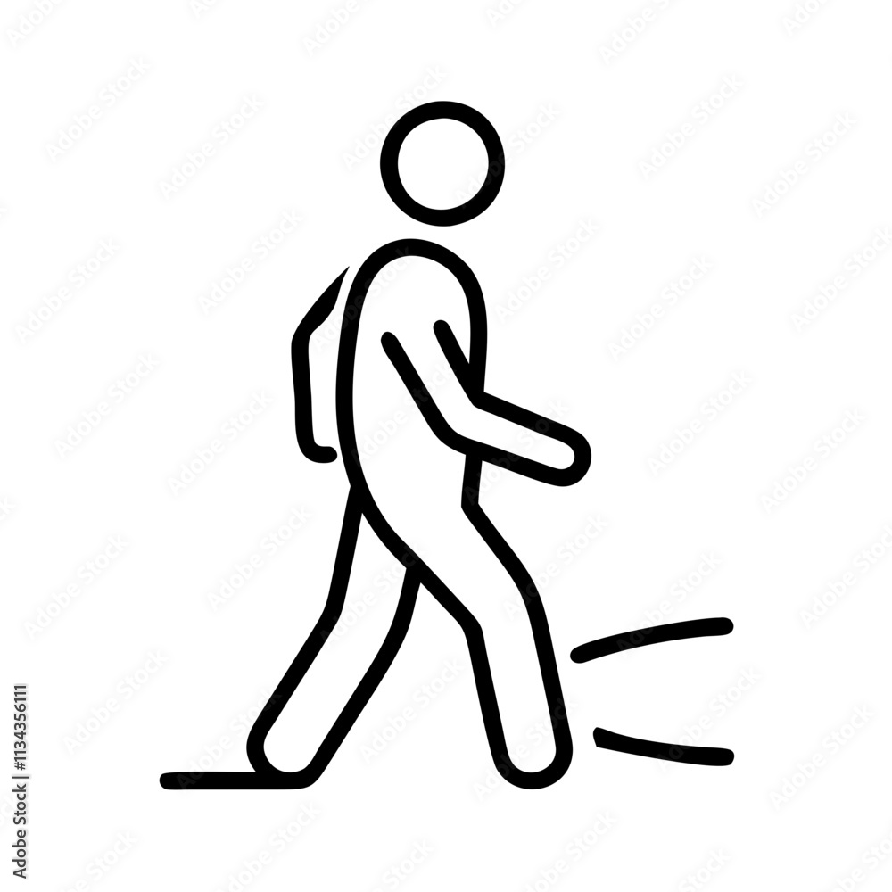 Outline illustration of a person walking, symbolizing movement, exercise, and lifestyle Outline illustration of a person walking, symbolizing movement, exercise, and lifestyle