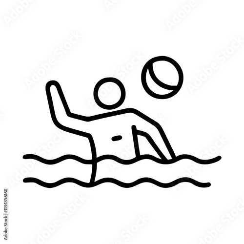 Outline illustration of a water polo player throwing a ball, representing sports and aquatic competition