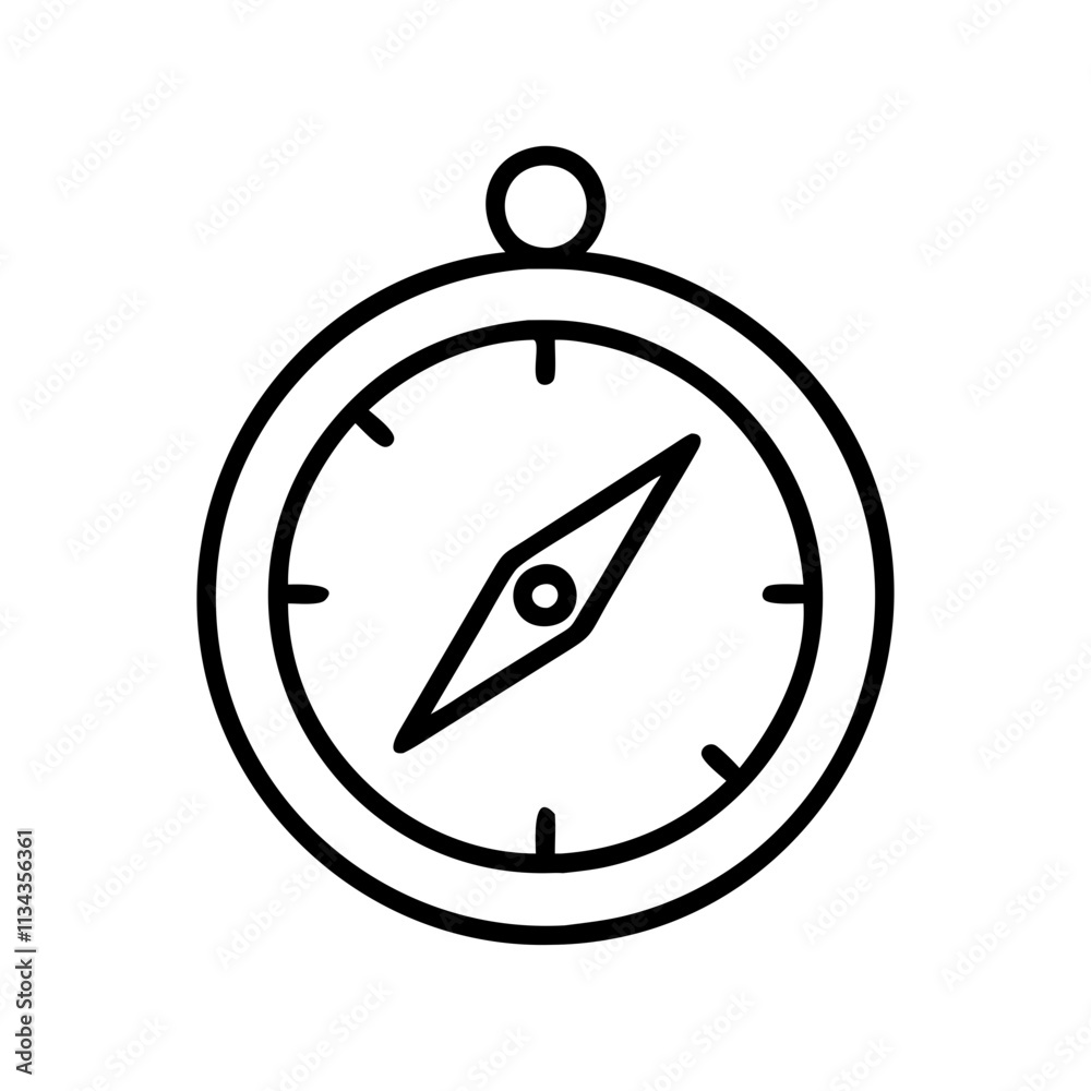 Minimalistic line art compass design, simple black and white illustration, copy space Minimalistic line art compass design, simple black and white illustration, copy space