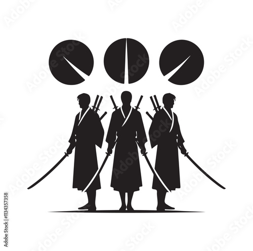 Four Swordsmen silhouette vector illustration
