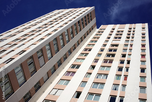 Multistorey buildings and trees - Place des fetes - Belleville - 19th arrondissement - Paris - France photo