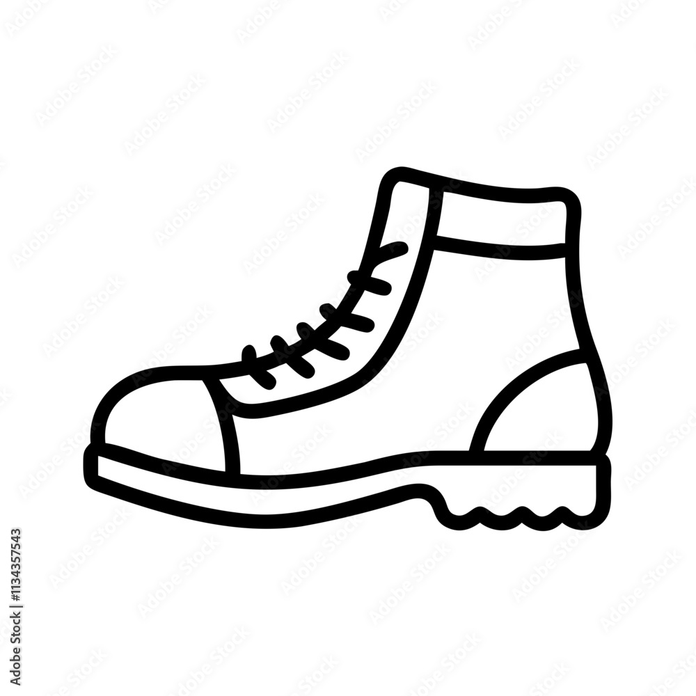 Outline illustration of a hiking boot on a white background Outline illustration of a hiking boot on a white background
