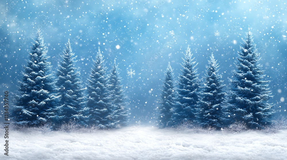Snow Covered Evergreens in a Winter Wonderland Scene Snow Covered Evergreens in a Winter Wonderland Scene