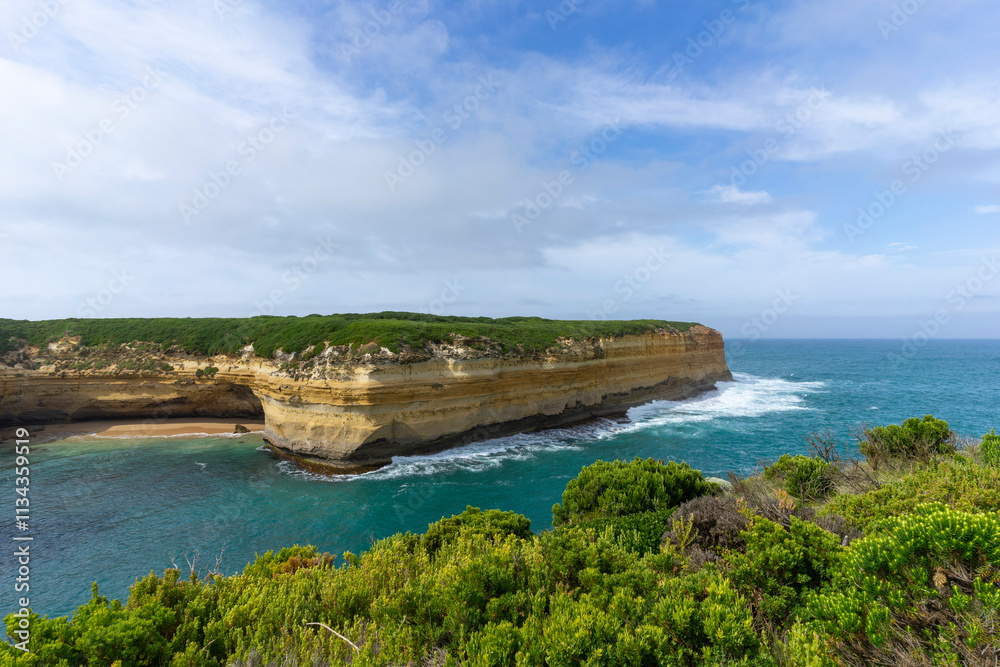 Mutton Bird Island Lookout with blue sky at Port Campbell National Park in Victoria, Australia. Mutton Bird Island Lookout with blue sky at Port Campbell National Park in Victoria, Australia.