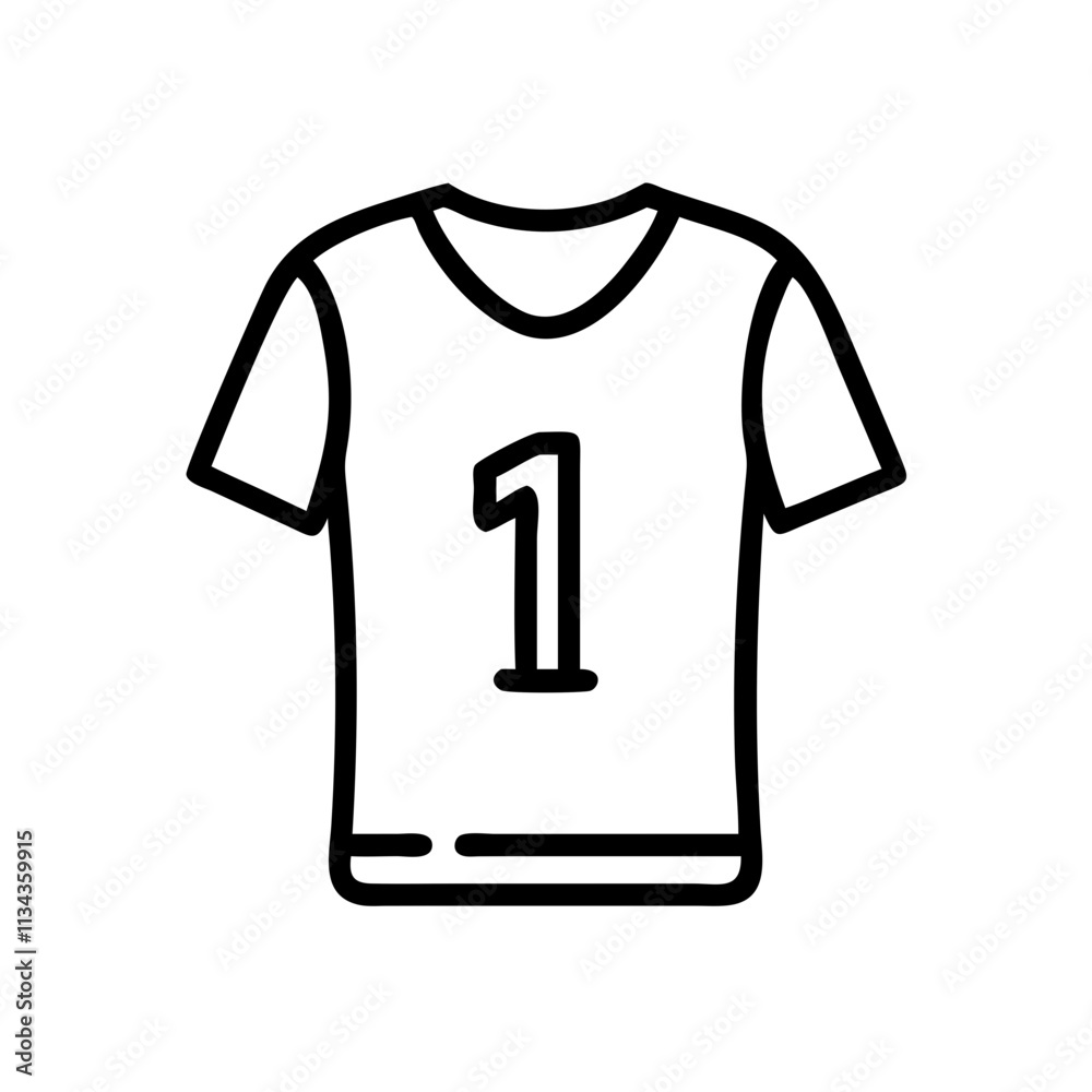 Simple outline illustration of a sports jersey with number one on a white background Simple outline illustration of a sports jersey with number one on a white background
