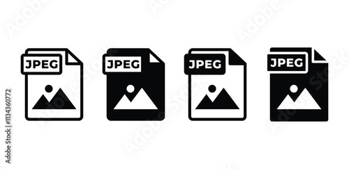 JPEG file format document icon symbol sign vector design black white color illustration collection isolated