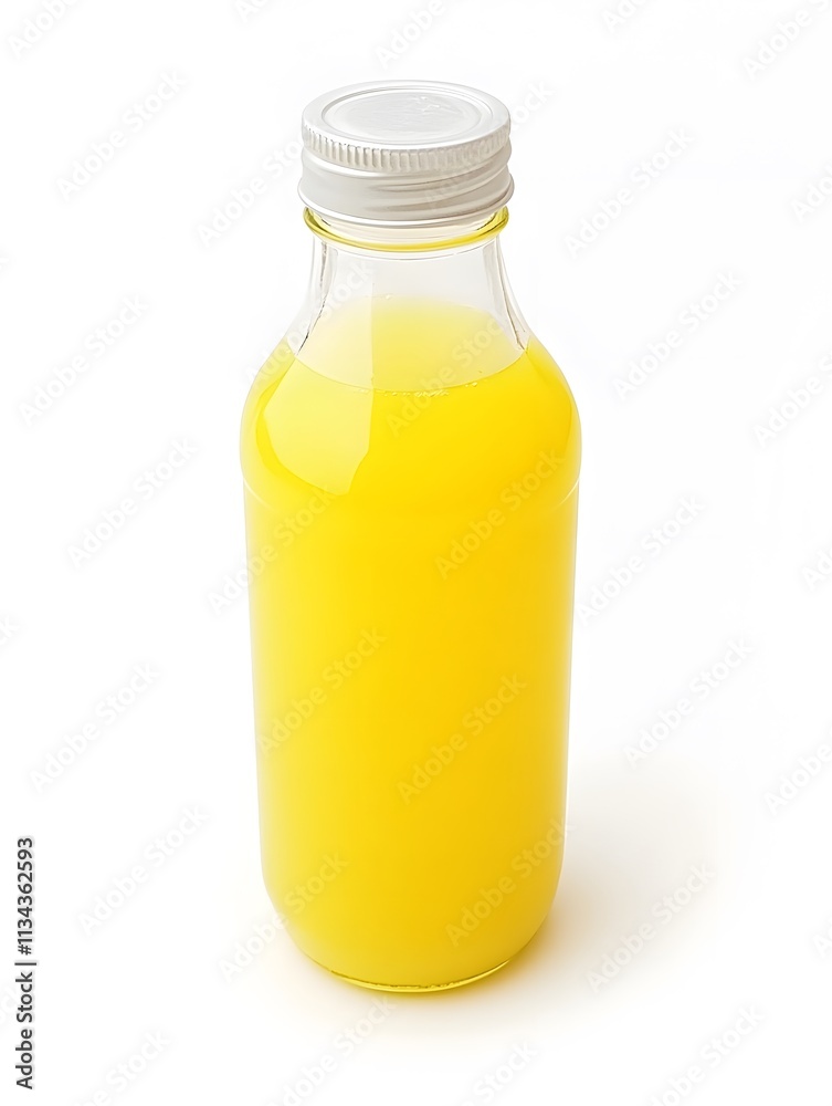 Isolated Yellow Orange Lemonade Drink in A Bottle. healthy liquid White Background Isolated Yellow Orange Lemonade Drink in A Bottle. healthy liquid White Background