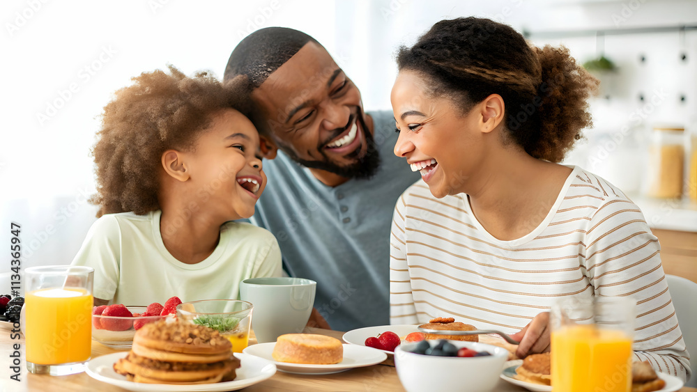 Joyful Family Breakfast Macro Close-Up Smiles Delicious Food Ample Copy Space Right Morning Bonding Happiness Joyful Family Breakfast Macro Close-Up Smiles Delicious Food Ample Copy Space Right Morning Bonding Happiness