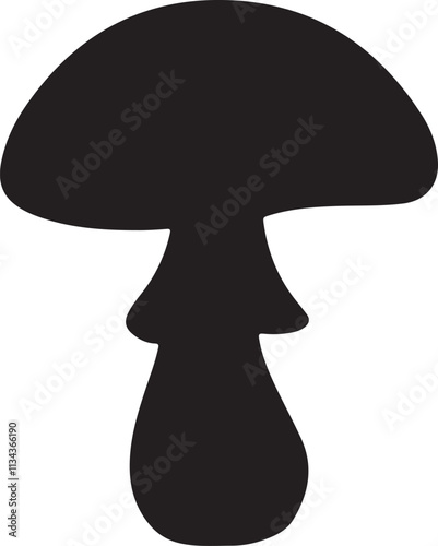 mushroom on black, Mushroom icon silhouette vector