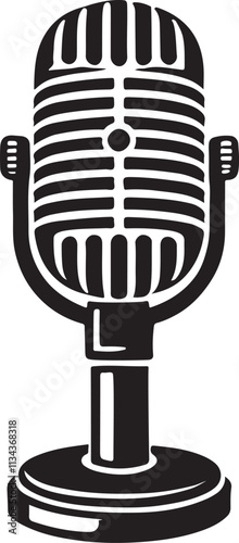 Retro microphone silhouette vector, Retro microphone icon isolated illustration design
