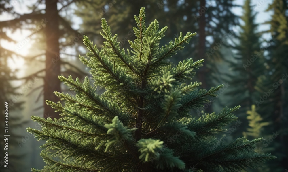 evergreen spruce tree with full needles and branches, Christmas decoration, Christmas tree farm, greenery evergreen spruce tree with full needles and branches, Christmas decoration, Christmas tree farm, greenery