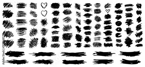 Various black vector brush strokes and shapes suitable for creative design projects and artistic expressions