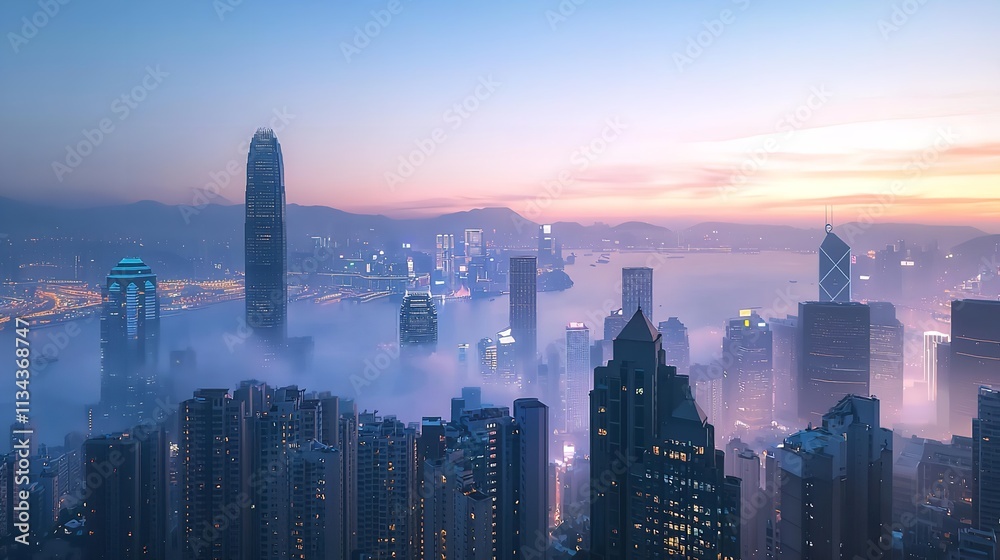 Fototapeta premium Twilight View of Beautiful Melbourne Cityscape