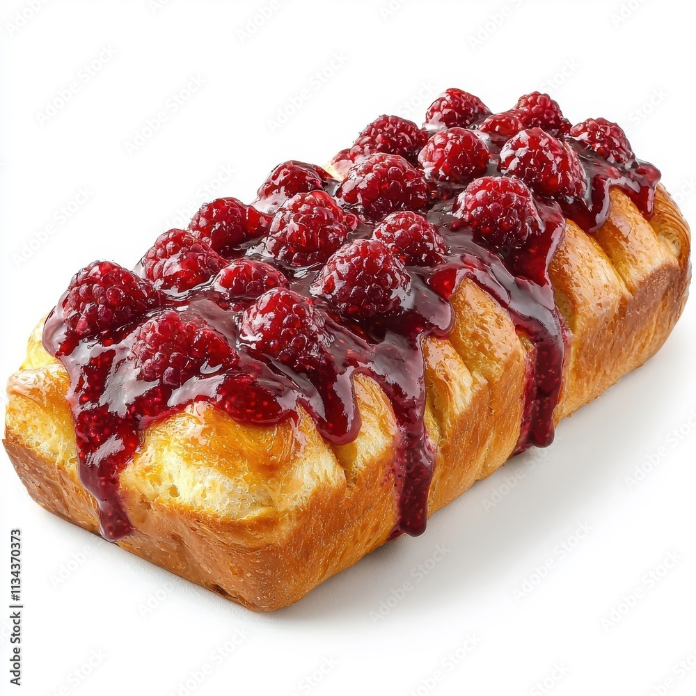 Raspberry French bread with oozing sauce, isolated on a white background, creating an indulgent and flavorful visual with a burst of raspberry. Raspberry French bread with oozing sauce, isolated on a white background, creating an indulgent and flavorful visual with a burst of raspberry.