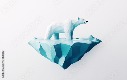 Minimalistic Illustration of a Polar Bear on a Floating Iceberg Highlighting Climate Change and Environmental Awareness photo