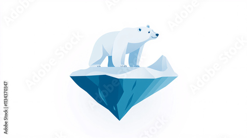 Minimalistic Illustration of a Polar Bear on a Floating Iceberg Highlighting Climate Change and Environmental Awareness photo