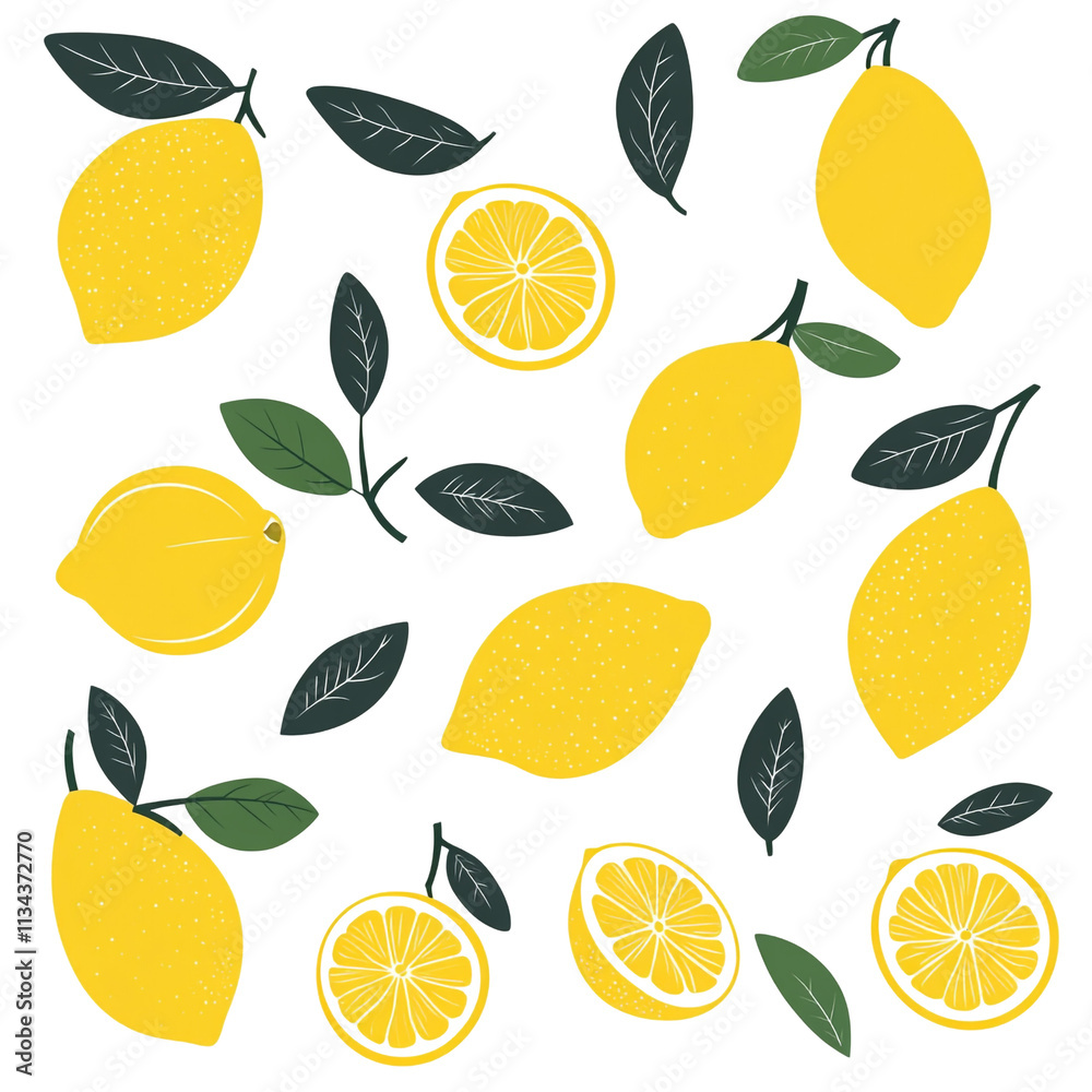 Vibrant Lemon Pattern: A Zesty Citrus Illustration Vibrant Lemon Pattern: A Zesty Citrus Illustration