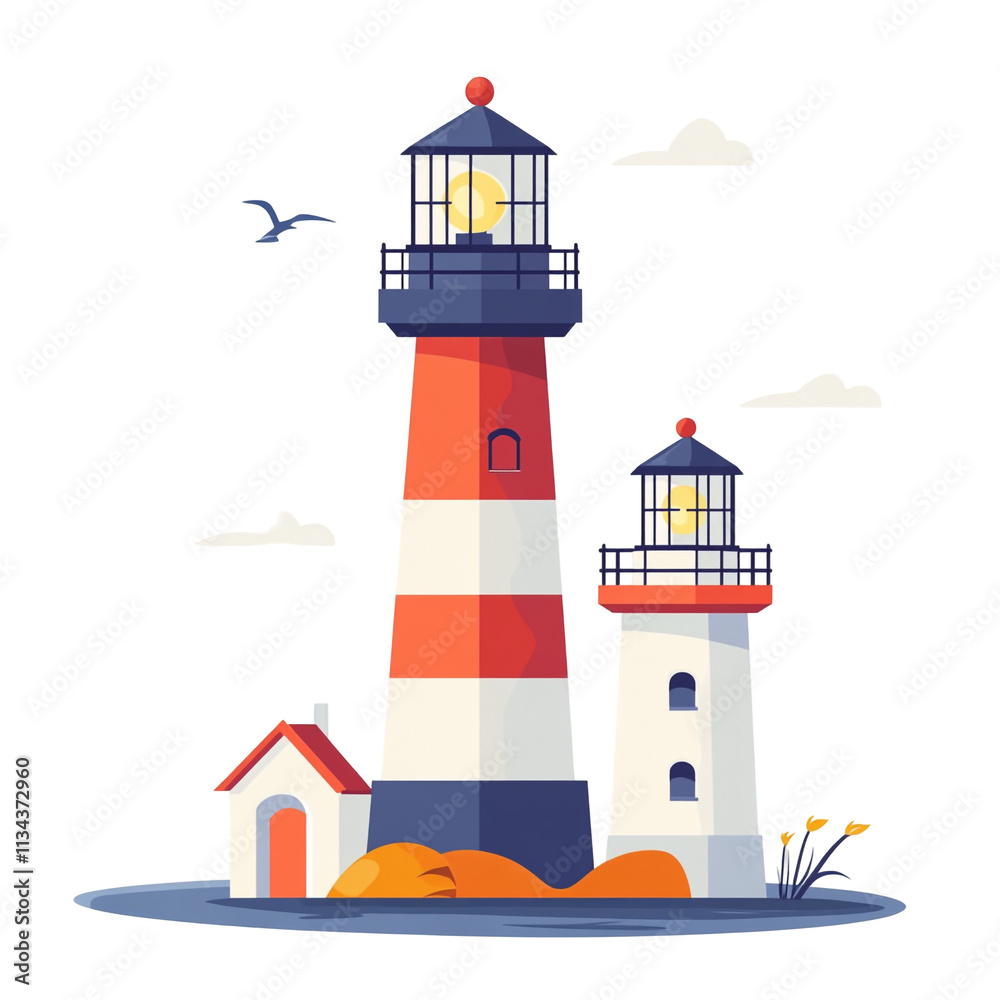 Majestic Lighthouses Guiding the Way at Sea Majestic Lighthouses Guiding the Way at Sea