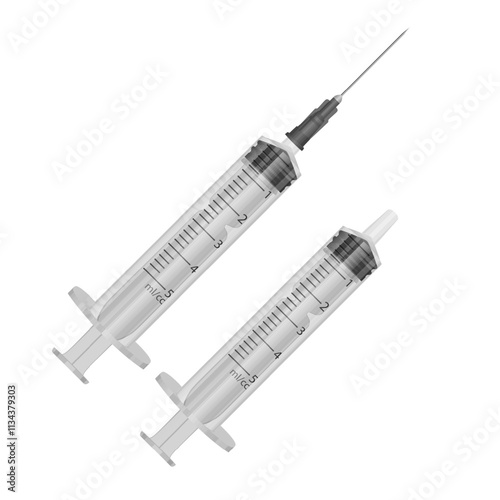Realistic syringe, Isolated medicine syringe vector illustration
