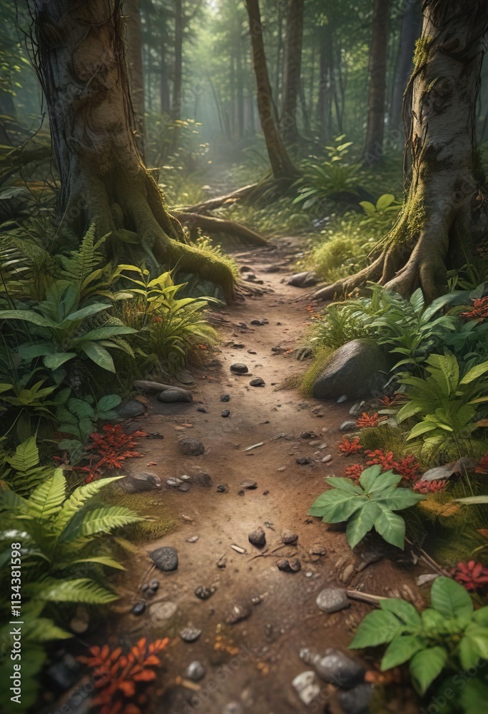 Obraz premium The forest floor is a tapestry of textures and colors, colors, earthy