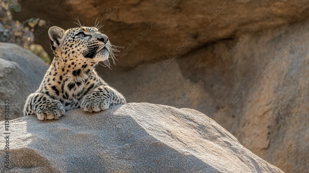 Young Leopard Perched Upon A Rocky Outcrop Young Leopard Perched Upon A Rocky Outcrop