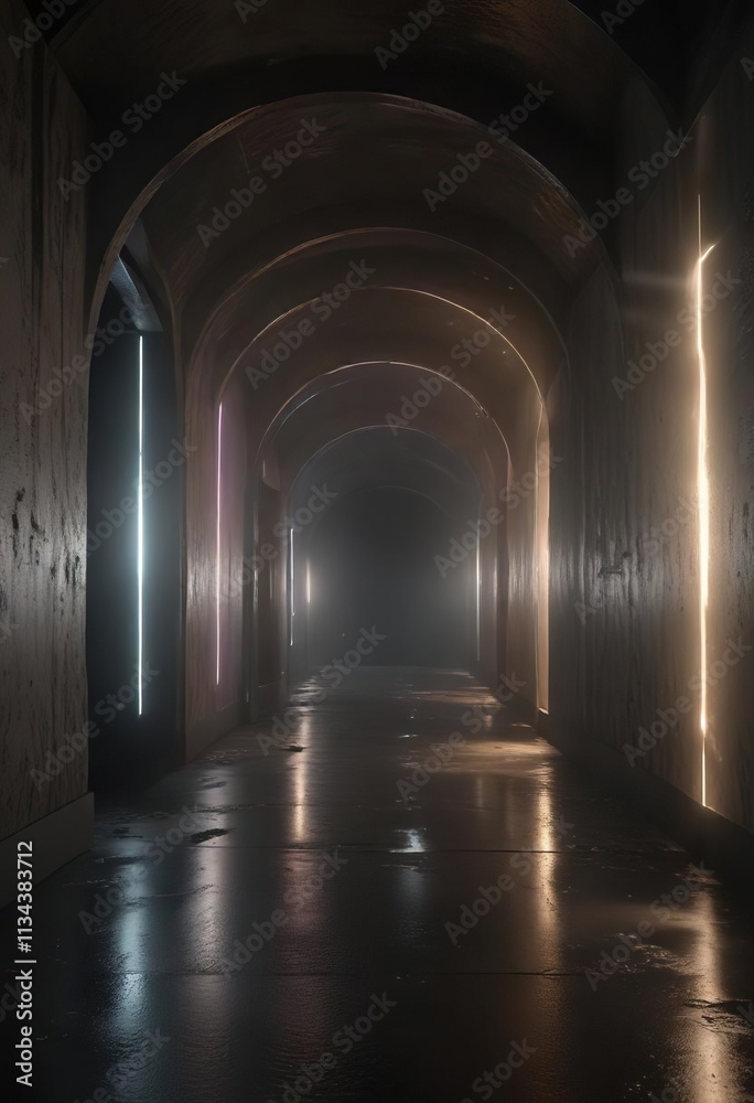 A serene tunnel of soft, ethereal light envelops a vast, darkened space, darkness, soft A serene tunnel of soft, ethereal light envelops a vast, darkened space, darkness, soft