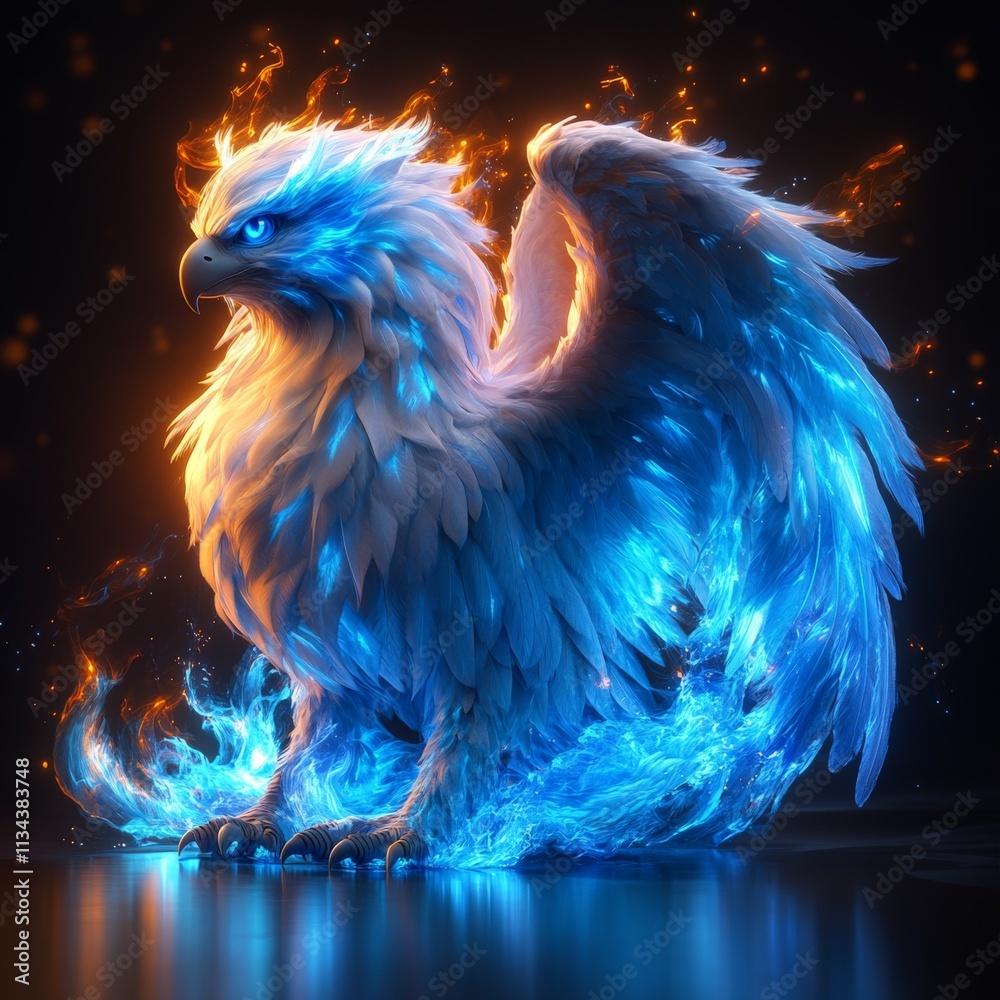 Fototapeta premium light griffin on a dark background