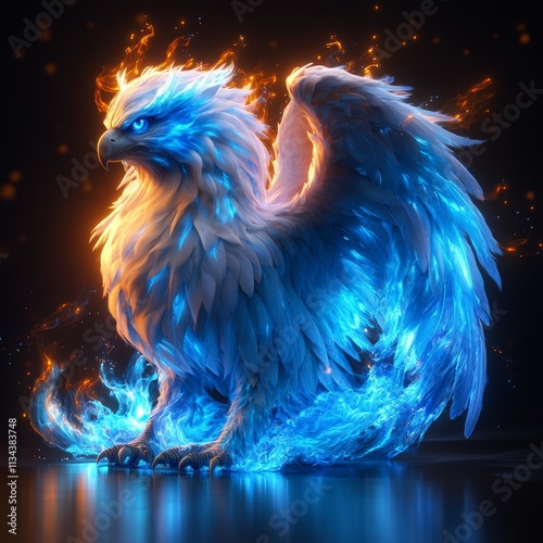 light griffin on a dark background